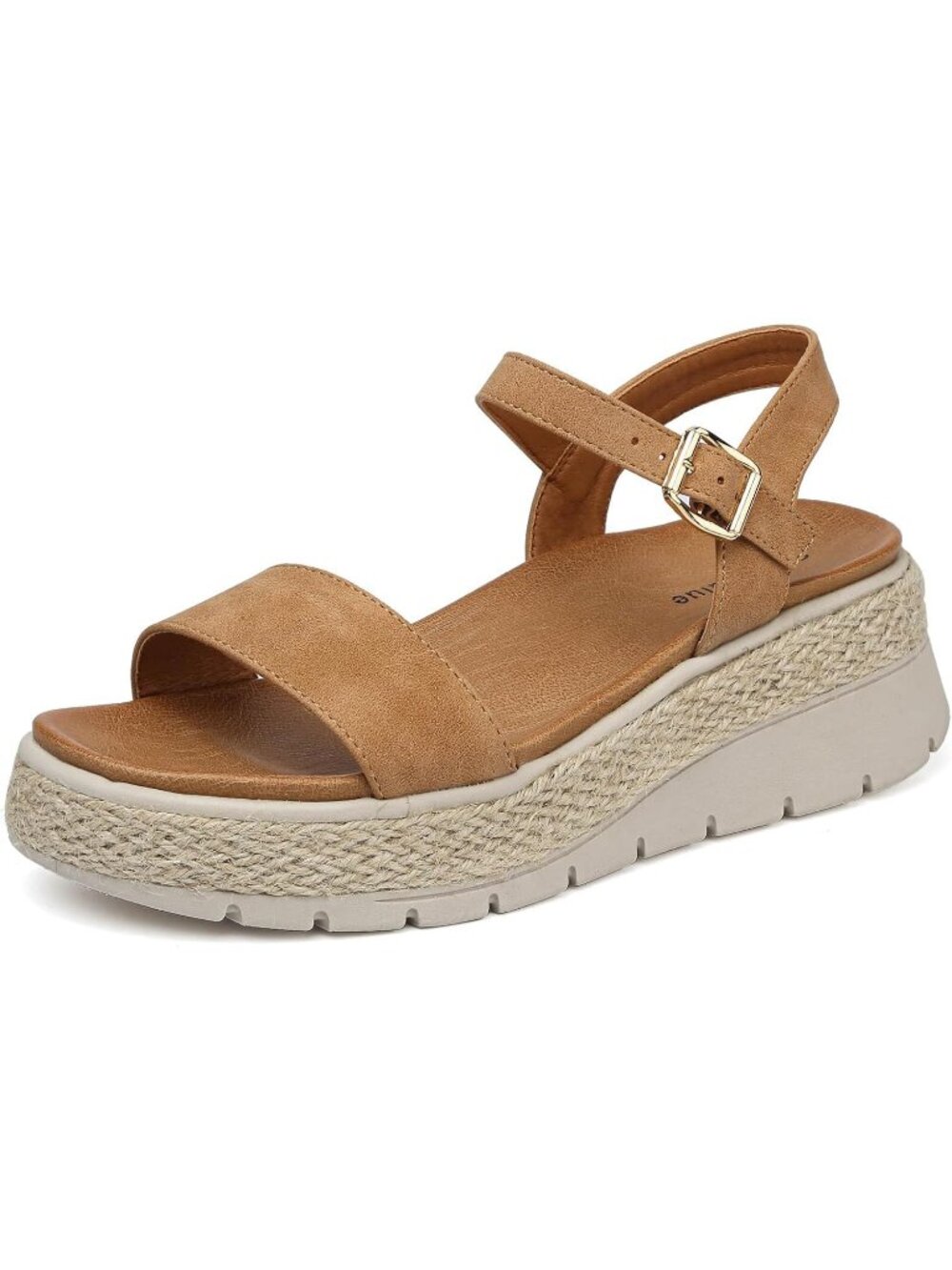 Women's Platform Espadrille Wedge Sandals Ankle Strap Brown Open Toe Sandals
